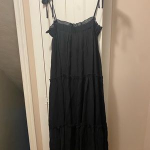 Black Ruffle Midi Dress